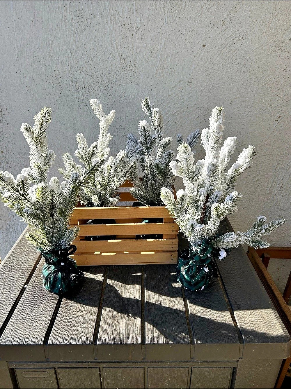 Faux Snow-Covered Evergreen trees